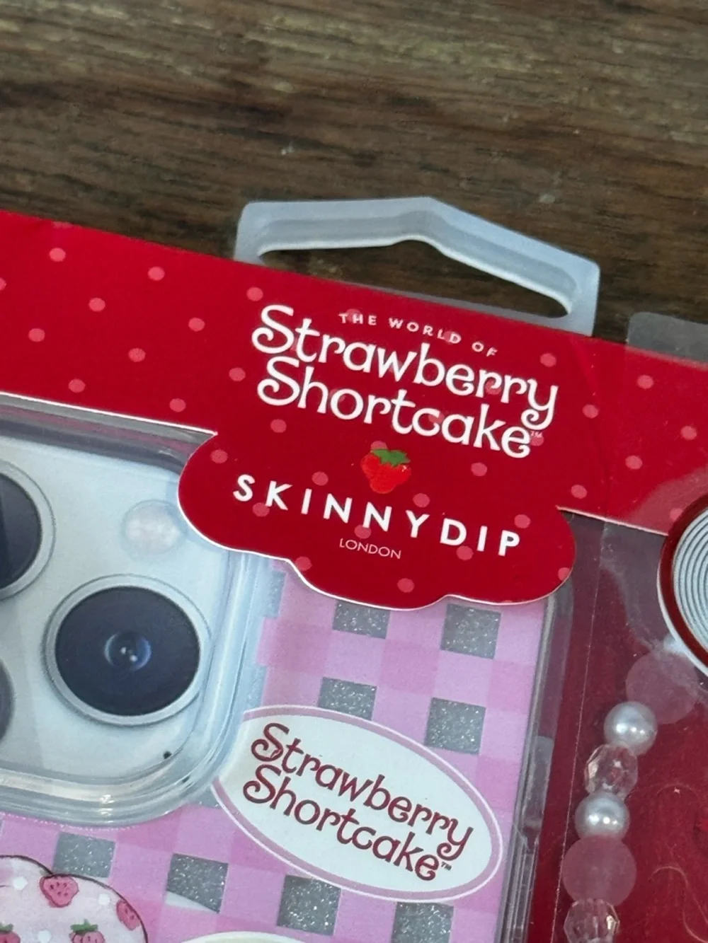 NEW Skinnydip x Strawberry Shortcake Pink Phone Case with Beaded Strap